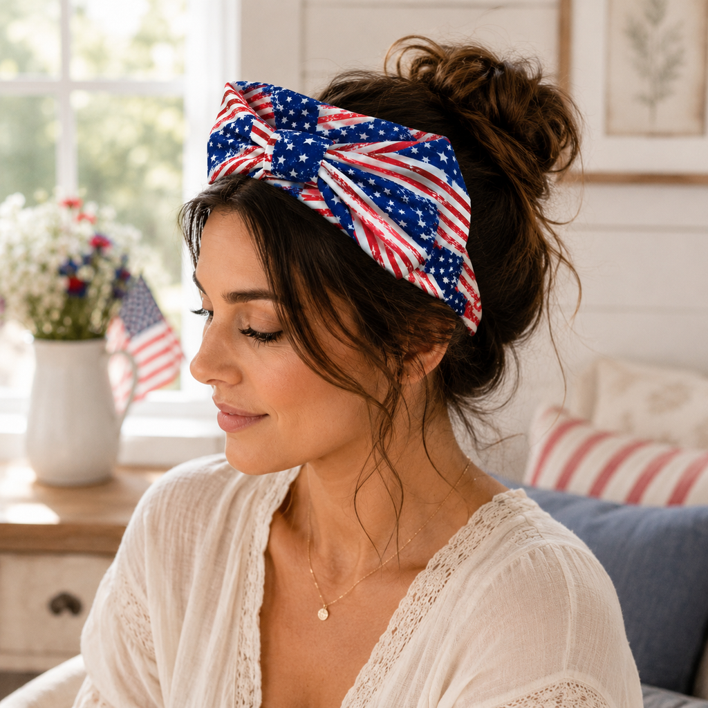 Patriotic Bow Headband for Women and Girls