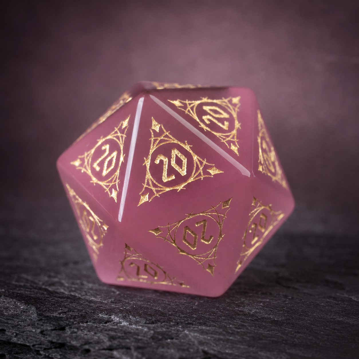 Mystic Gold Cat’s Eye Crystal D20 Dice