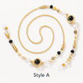 Chic Beaded Eyeglass Chain with Gold-Tone Gemstone Accents