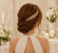 Gold Leaf Bridal Hair Vine Headband for Wedding Hairstyles