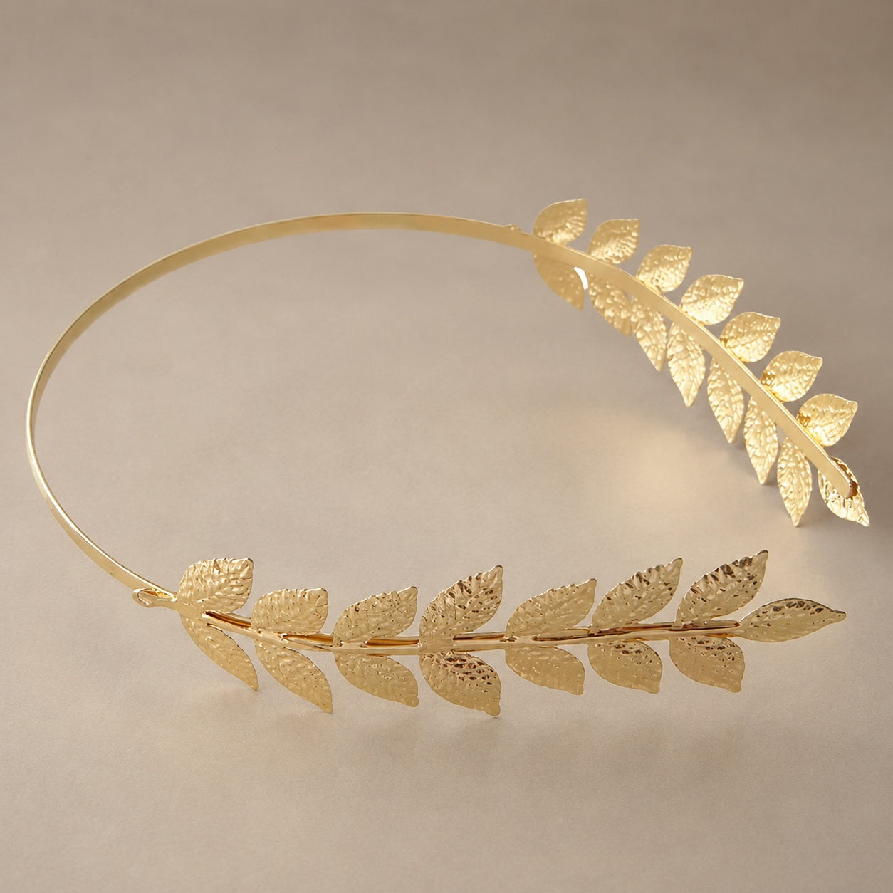 Gold Leaf Bridal Hair Vine Headband for Wedding Hairstyles