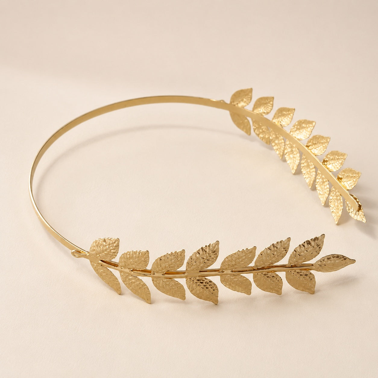 Gold Leaf Bridal Hair Vine Headband for Wedding Hairstyles