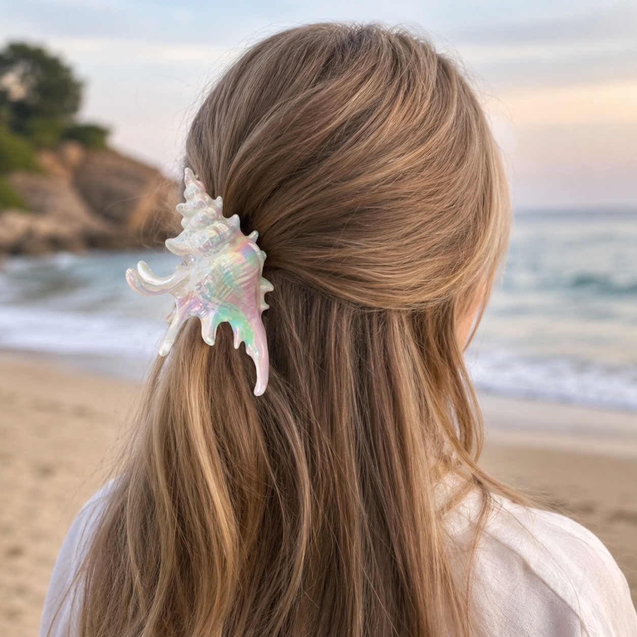 Iridescent Seashell Hair Claw Clip