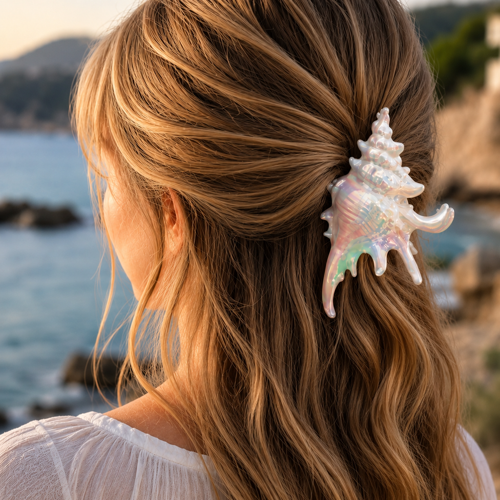 Iridescent Seashell Hair Claw Clip