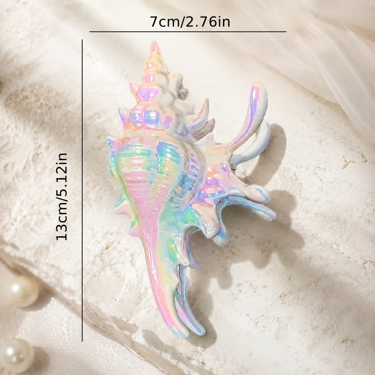 Iridescent Seashell Hair Claw Clip