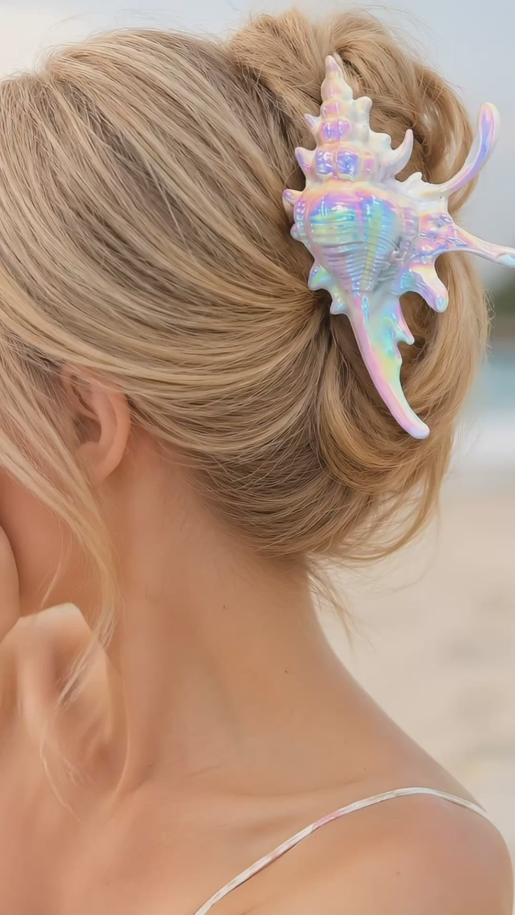 Iridescent Seashell Hair Claw Clip